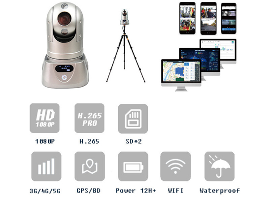 กล้องบันทึกวิดีโอรถตำรวจ Starlight HD IP 4G GPS WIFI 2MP PTZ Camera
