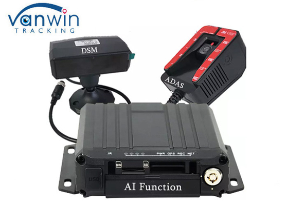การ์ด SD คู่ 4CH MDVR 1080P 4G GPS AI Mobile DVR ระบบตรวจสอบความล้าของไดรเวอร์