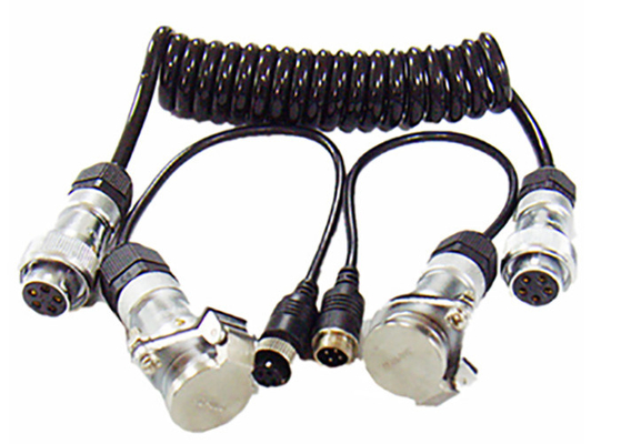 PU Truck 5 Core / 7pin 4 Meter Trailer Spiral Wire ถึง 4 Pin Aviation Suzy Coil Cable
