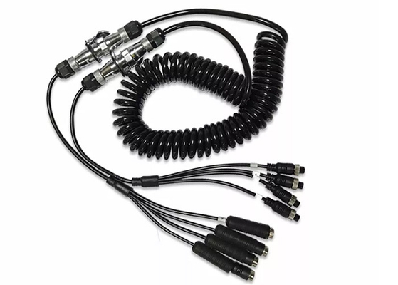 PU Truck 5 Core / 7pin 4 Meter Trailer Spiral Wire ถึง 4 Pin Aviation Suzy Coil Cable