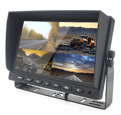 7 นิ้ว 9 นิ้ว 10 นิ้ว AHD TFT Car Monitor สร้างใน DVR สําหรับระบบกล้อง 4 ตัว