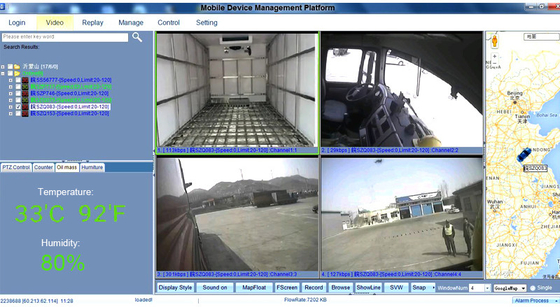 4G Online Video SD card มือถือ dvr GPS Tracking Solution ติดตามอุณหภูมิสําหรับรถบรรทุกเย็น