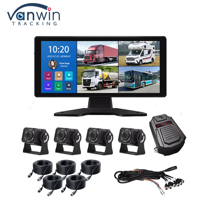 AI Car DVR System BSD Alarm 360° 4CH 10.36 นิ้ว มอนิเตอร์พร้อมเครื่องบันทึกสําหรับรถบรรทุก