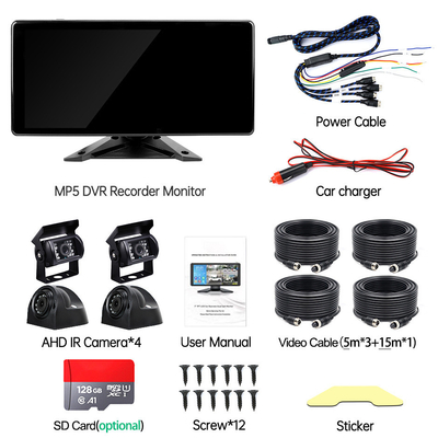 AI Car DVR System BSD Alarm 360° 4CH 10.36 นิ้ว มอนิเตอร์พร้อมเครื่องบันทึกสําหรับรถบรรทุก