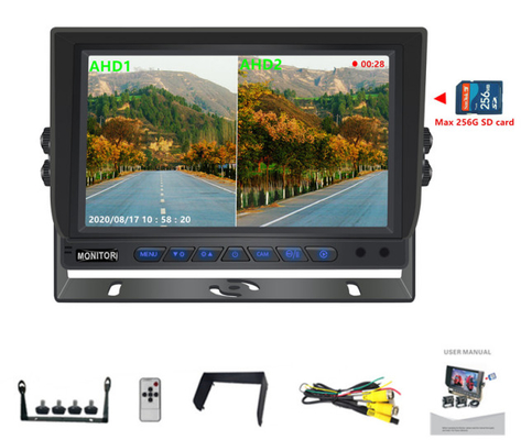 9 นิ้ว 1080P Quad Car Monitor With DVR Function รองรับการบันทึกวิดีโอ 256G SD Card