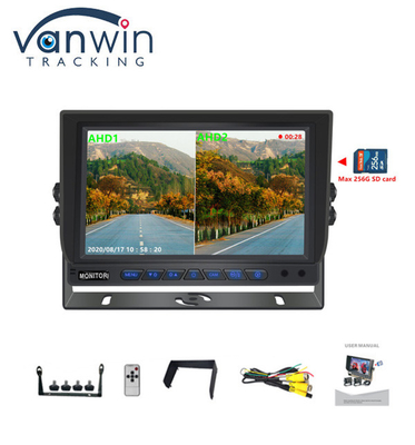 การมาถึงใหม่ AHD 4CH SD Card 1080P 9inch Quad Monitor All In One DVR สําหรับรถบรรทุก