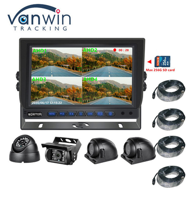 ขายร้อน 9 นิ้ว 1024 * 600 AHD Quad Display รถบรรทุก ระบบกล้องวงจรปิดด้วยฟังก์ชันบันทึก