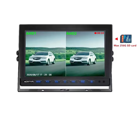 ขายร้อน 9 นิ้ว 1024 * 600 AHD Quad Display รถบรรทุก ระบบกล้องวงจรปิดด้วยฟังก์ชันบันทึก