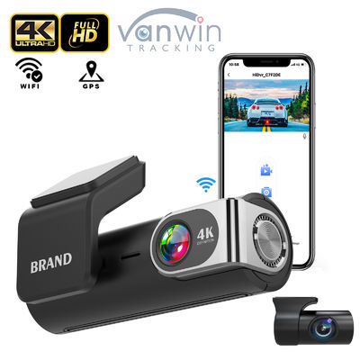 มุมมองกลางคืน ความละเอียดสูง เครื่องบันทึกการขับรถ 4K กล้องรถยนต์ขนาดเล็ก รองรับ WiFi และ GPS