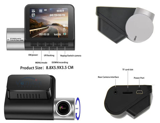 เครื่องบันทึกภาพการขับขี่ความละเอียดสูง 4K 1080P รองรับ WiFi GPS กล้องบันทึกแท็กซี่