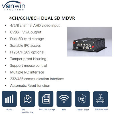 4G GPS WIFI Dual SD Card 4 Channel MDVR 1080P HDD AI DVR สําหรับรถเมล์