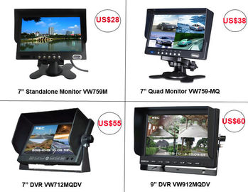 7 นิ้ว 9 นิ้ว 10 นิ้ว AHD TFT Car Monitor สร้างใน DVR สําหรับระบบกล้อง 4 ตัว