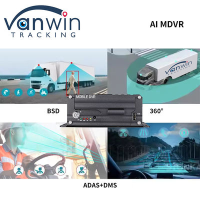 4 Ch AI รถบรรทุกรถบัส DVR มือถือพร้อม AI DSM ADAS BSD รองรับ 4G 5G WIFI GPS