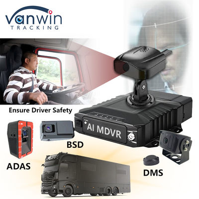 H.265 8CH HDD Mobile DVR Advanced Driving DSM ADAS BSD AI ระบบติดตามเซ็นเซอร์คนเดิน
