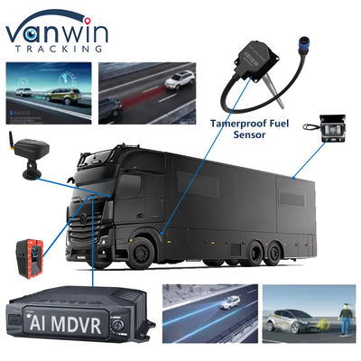 H.265 8CH HDD Mobile DVR Advanced Driving DSM ADAS BSD AI ระบบติดตามเซ็นเซอร์คนเดิน