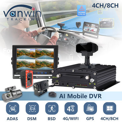 8CH AI BSD ADAS DMS MDVR System HD 1080P HDD มือถือ DVR ด้วยฟังก์ชัน 4G GPS WIFI
