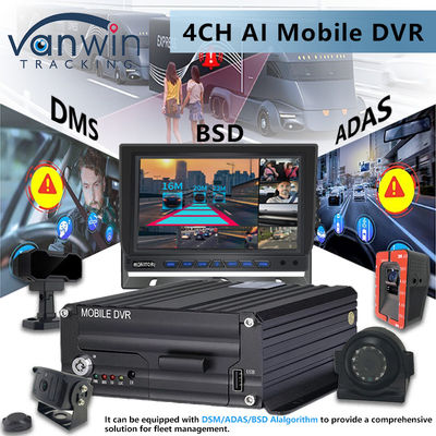 4CH 5G CMSV6 ระบบ AI Mobile DVR พร้อม GPS ADAS BSD DMS H.265 MDVR สําหรับเครื่องติดตาม CCTV ของรถยนต์