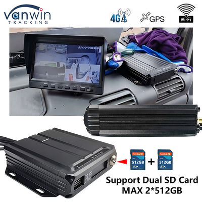 4CH Dual SD Card Mobile DVR รถยนต์ขนาดเล็ก กล่องดําในรถยนต์ CCTV 4G GPS MDVR