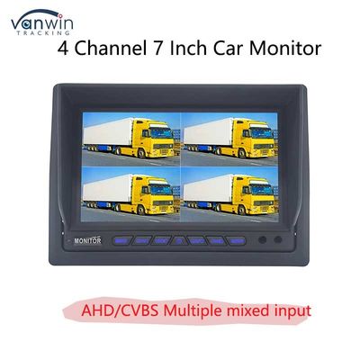 AHD/CVBS Multiple Video Mixed Input 4 Channel 7 Inch Split Display Car Monitor สําหรับรถยนต์