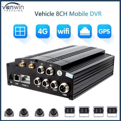 8 ช่องทาง DVR มือถือ 1080P 4G GPS WIFI การ์ด HDD DVR Full HD กล้องรถยนต์สําหรับรถเมล์เมือง