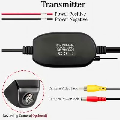 เครื่องส่งสัญญาณวิดีโอ RCA 2.4G แบบไร้สาย เครื่องรับเสียงทั่วไปสําหรับรถยนต์ รีเวอร์วิวกล้อง 12V