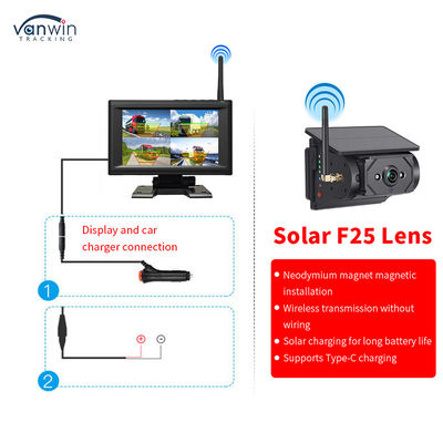 ชุดจอภาพในรถยนต์ไร้สาย IPS ขนาด 7 นิ้ว พร้อมกล้องโซลาร์เซลล์ 4 ตัว ติดตั้งง่าย มองเห็นได้ในเวลากลางคืน ระบบความปลอดภัย BSD ช่วยในการถอยรถ
