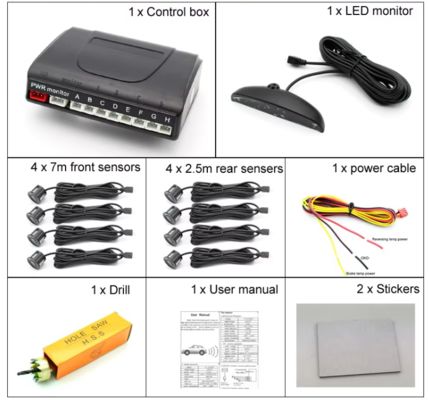 12V Car Parking Sensor 8 Front and Rear Parking Sensor Kit