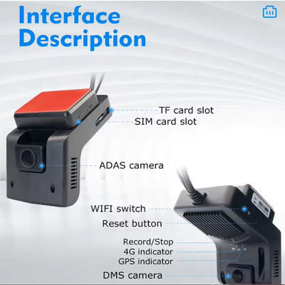 1080P แดชแคม ADAS DMS 4G GPS WIFI AI Dual Lens รถกล่องดําบันทึกวงจรสําหรับสายตากลางคืนสําหรับรถแท็กซี่