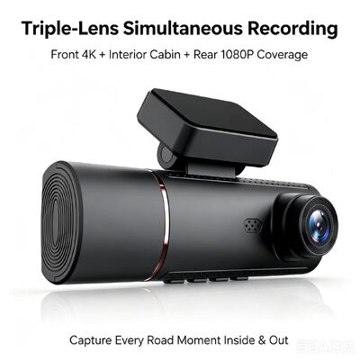 3 ช่อง HD DVR Dash Cam 4G 4K ด้านหน้า 1080P ห้องบินด้านหลัง GPS Tracking ADAS DMS 24/7 จอดรถ Monitor สําหรับความปลอดภัยของเรือ