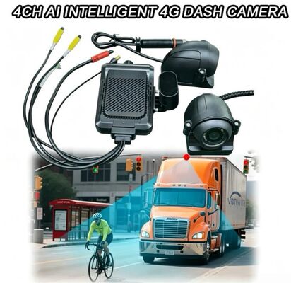 แดชแคมด้านหน้าและด้านหลัง 4CH ADAS DMS เครื่องบันทึกวิดีโออัตโนมัติ พร้อม 4G GPS WIFI กล้องแม่เหล็กสําหรับรถบรรทุก