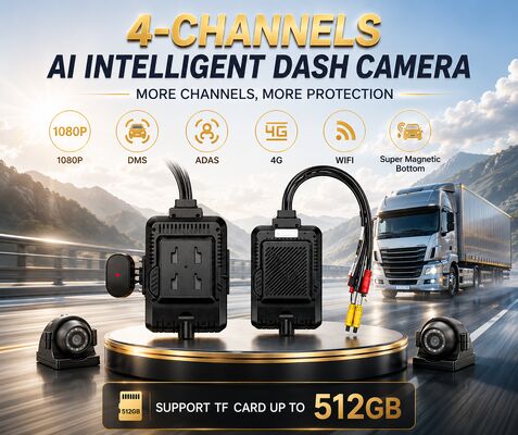 24V 4CH AI Dash Cam Kit กล้องวงจรปิดรถยนต์ DVR กับ DMS ADAS BSD กล้องด้านสําหรับรถบรรทุก / รถบัส