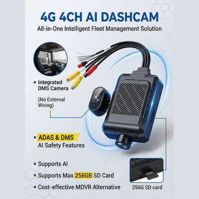 รถบรรทุกหนัก เครื่องบันทึก 4G Dash พร้อม ADAS BSD - กล้อง GPS Telematics Fleet พร้อมปุ่ม SOS Panic