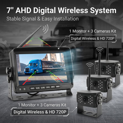 7 นิ้ว / 9 นิ้ว / 10 นิ้วระบบกล้อง AHD 1080P ไมล์ไร้สาย พร้อมจอสัมผัส 2K Active Rearview Camera Kit