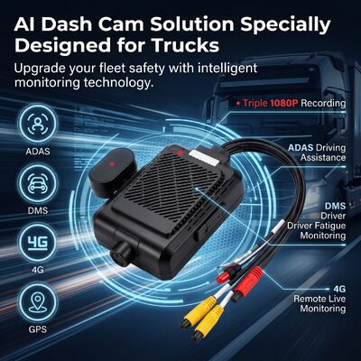 กล้องติดรถยนต์ AI อัจฉริยะ 4 ช่อง 4G, ADAS + DMS + BSD ระบบความปลอดภัยเชิงรุก, บันทึกภาพ 1080P+720P สำหรับแท็กซี่