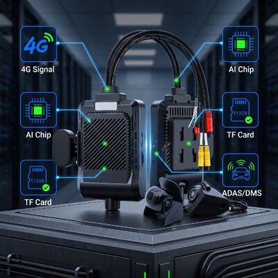 กล้องติดรถยนต์ AI อัจฉริยะ 4 ช่อง 4G, ADAS + DMS + BSD ระบบความปลอดภัยเชิงรุก, บันทึกภาพ 1080P+720P สำหรับแท็กซี่