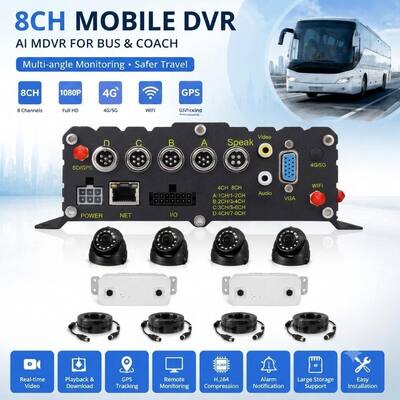 AI นับผู้โดยสาร MDVR ด้วย DMS ADAS BSD และ 4G WiFi ความแม่นยํา 98% สําหรับการจัดการเรือ