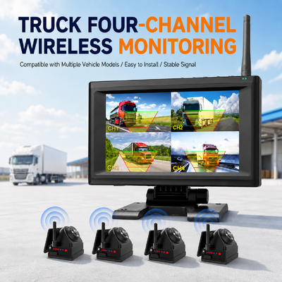 4CH 720P แดชแคมไร้สายสําหรับรถบรรทุก รถบ้านและรถบัส ราคา 7 นิ้ว IPS BSD เตือน เครื่องติดแม่เหล็ก สามารถชาร์จใหม่ สามารถพับและเล่น สามารถขยายได้ 1-4CH