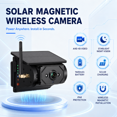 HD Digital Wireless Camera Monitor System with 10 Inch 4 Split Screen Solar Magnetic Camera for Large Vehicles