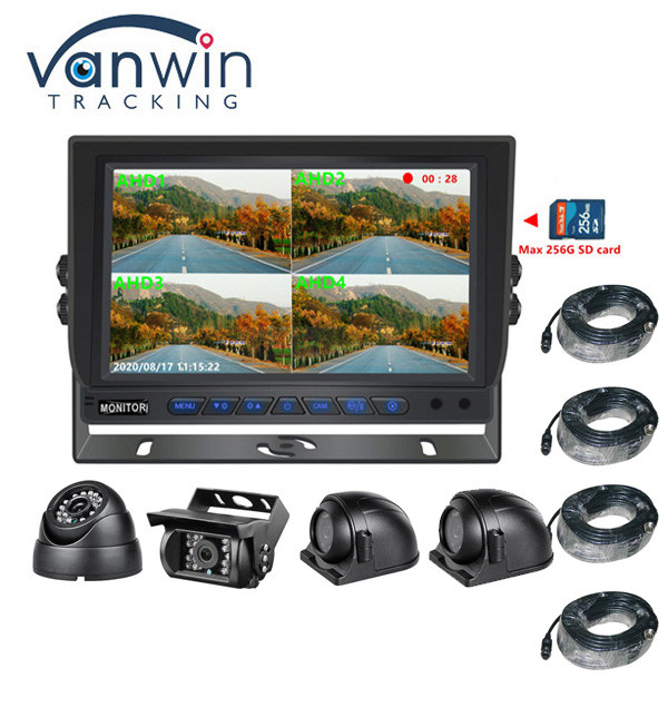 ขายร้อน 9 นิ้ว 1024 * 600 AHD Quad Display รถบรรทุก ระบบกล้องวงจรปิดด้วยฟังก์ชันบันทึก