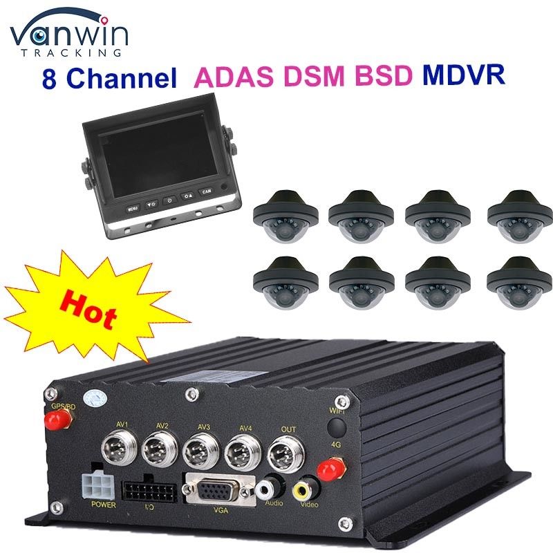 1080P H265 DUAL SD Card 8 Channel Mobile DVR กับ HDD Max 2TB สําหรับรถแท็กซี่ รถกระบะ