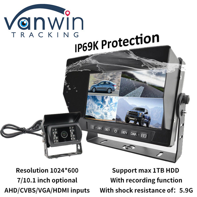 IP69K 7 / 10.1 นิ้ว กันน้ํา AHD Quad TFT คาร์ มอนิเตอร์ Dispaly สําหรับยานยนต์ทั่วไป