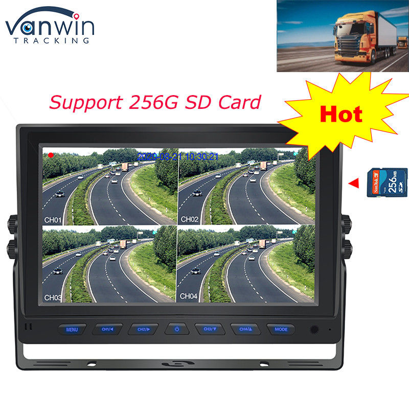 GPS แบบเรียลไทม์ขนาด 7 นิ้ว 4G AHD 4CH Monitor จอแสดงผลรถยนต์ TFT สำหรับรถบรรทุกรถบัส