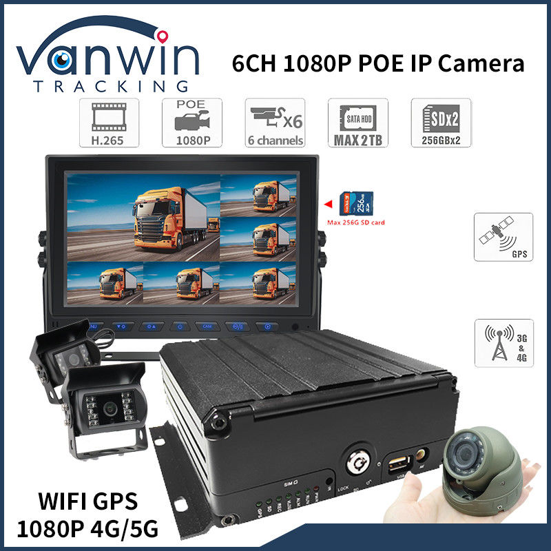4G 6 ช่อง H. 265 HDD รถยนต์ DVR มือถือสําหรับกล้องวงจรปิดรถยนต์
