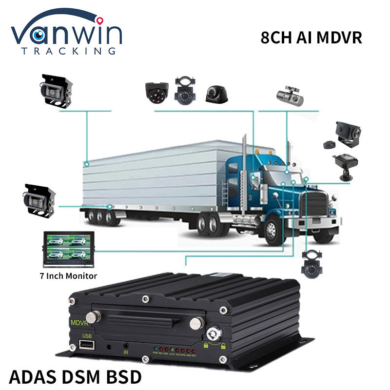 8CH CCTV Recorder รถ MDVR ระบบเตือนเร็วความปลอดภัย AI Mobile DVR ADAS DMS BSD