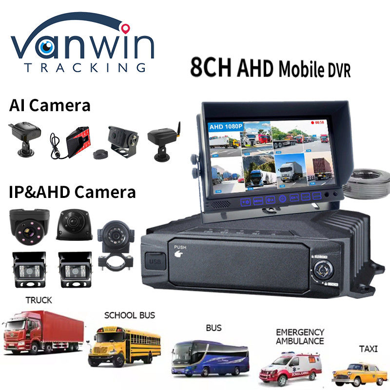 HDD 1080p 8ch มือถือ DVR 4G GPS WIFI MDVR Kit ระบบกล้องสําหรับรถยนต์ Tracker การรักษาความปลอดภัยรถยนต์