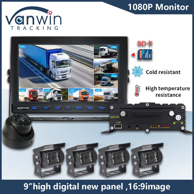 9 นิ้ว 8 ช่อง AHD มอนิเตอร์ วิดีโอ 1080P รถ LCD IPS มอนิเตอร์สําหรับรถบัส รถบรรทุก