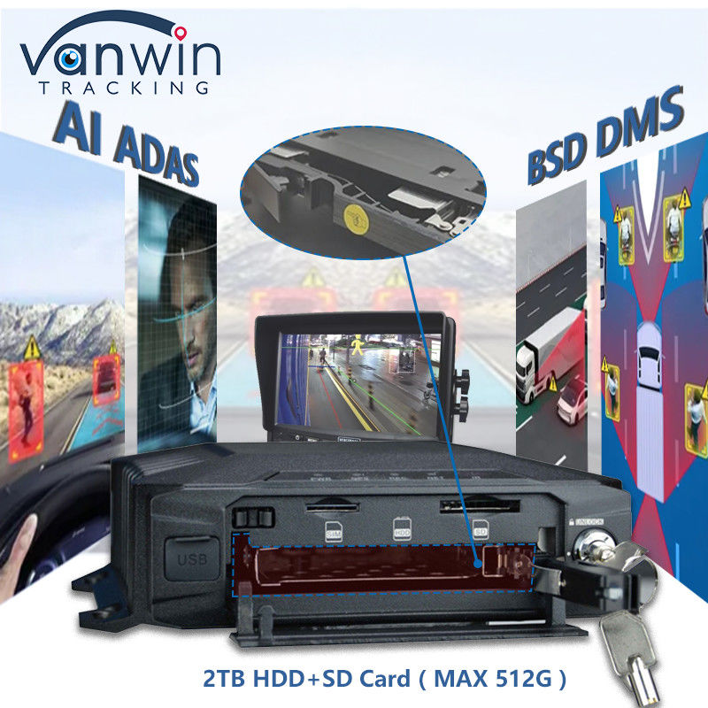 AHD 1080P 8CH 4G GPS Mobile DVR พร้อม ADAS DSM BSD อัลการิธม์ที่ใช้พลังงาน AI