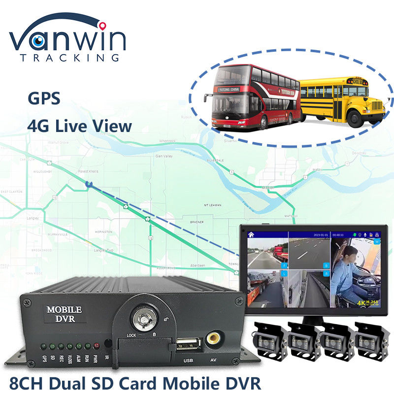 8CH AHD Dual SD Card Mobile DVR System 4G WIFI GPS MDVR สําหรับการดูสด