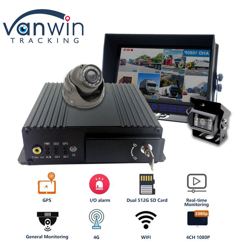 MAX 512GB Dual SD Card Storage 4CH มือถือ DVR พร้อม 4G GPS 1080P Full HD SD Card Mdvr