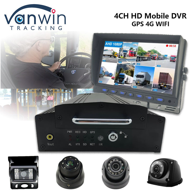 4 ช่อง HDD SSD DVR มือถือ 1080P 4G WiFi GPS MDVR กล้องรถยนต์